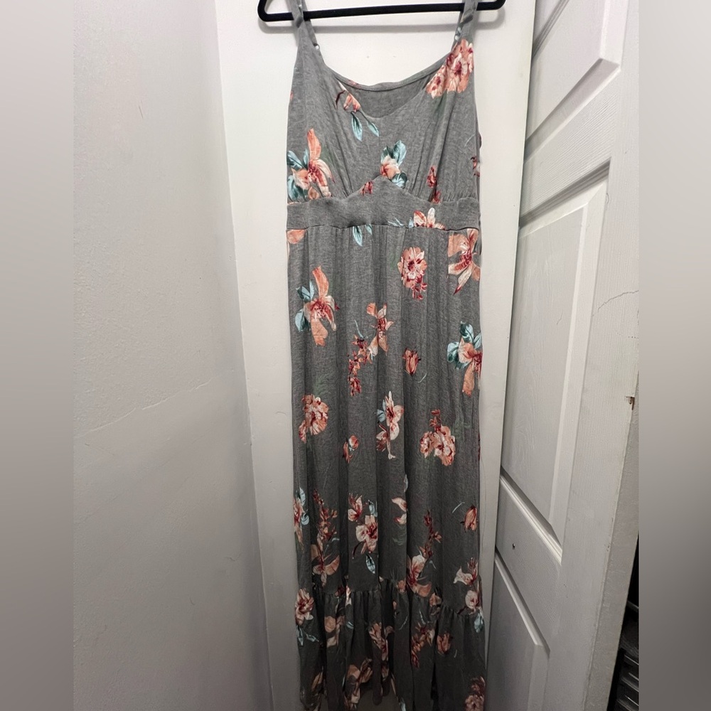 Torrid Gray Floral Long Sleeve Dress